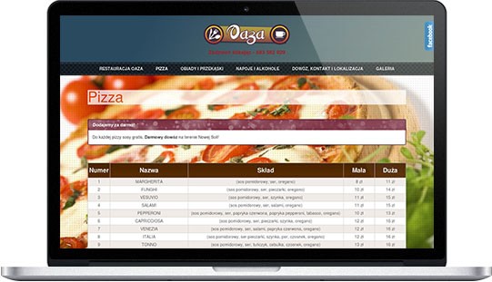 Realizacje: strona www - restauracja, pizzeria